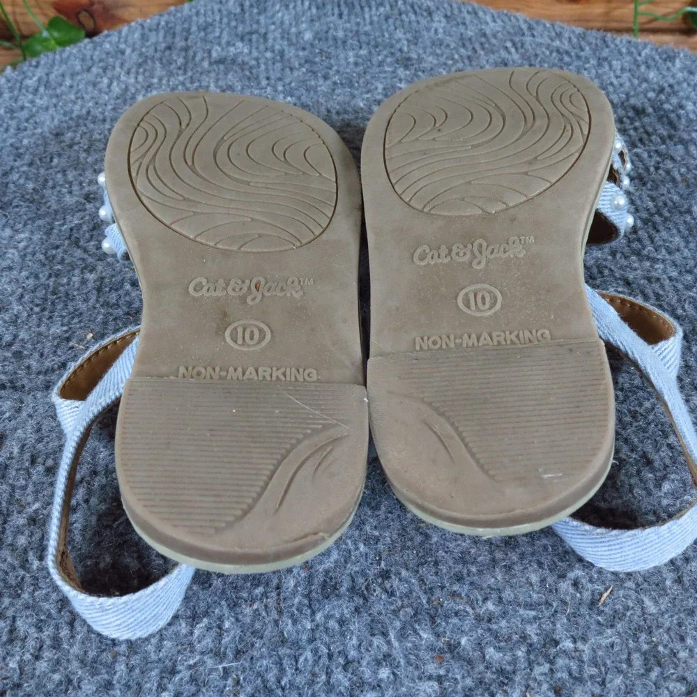 Cat &‎ Jack Pearl Denim Toddler Girl Strappy Sandals Size 10 Summer Light Blue